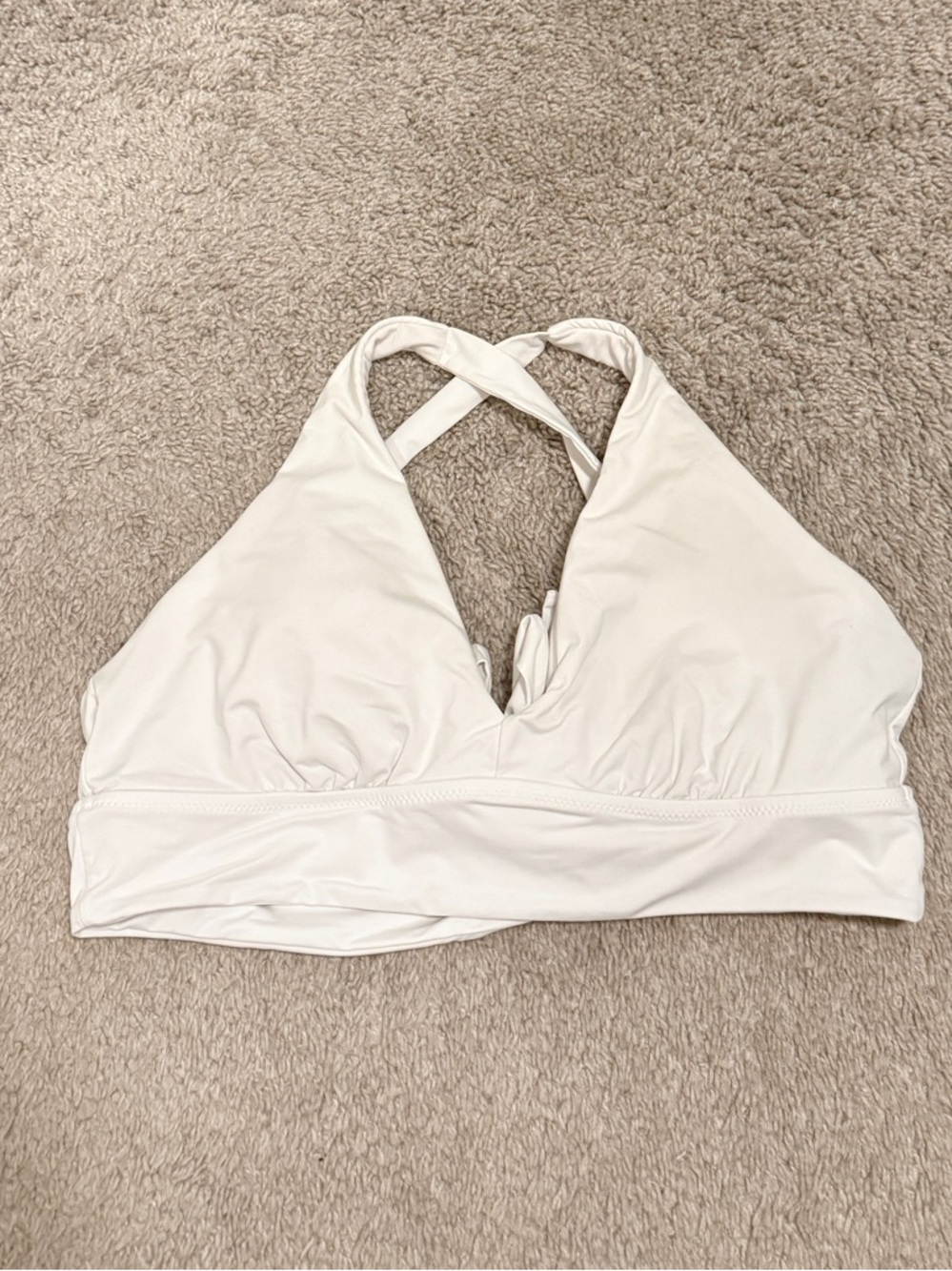 White Crisscross longline swim top